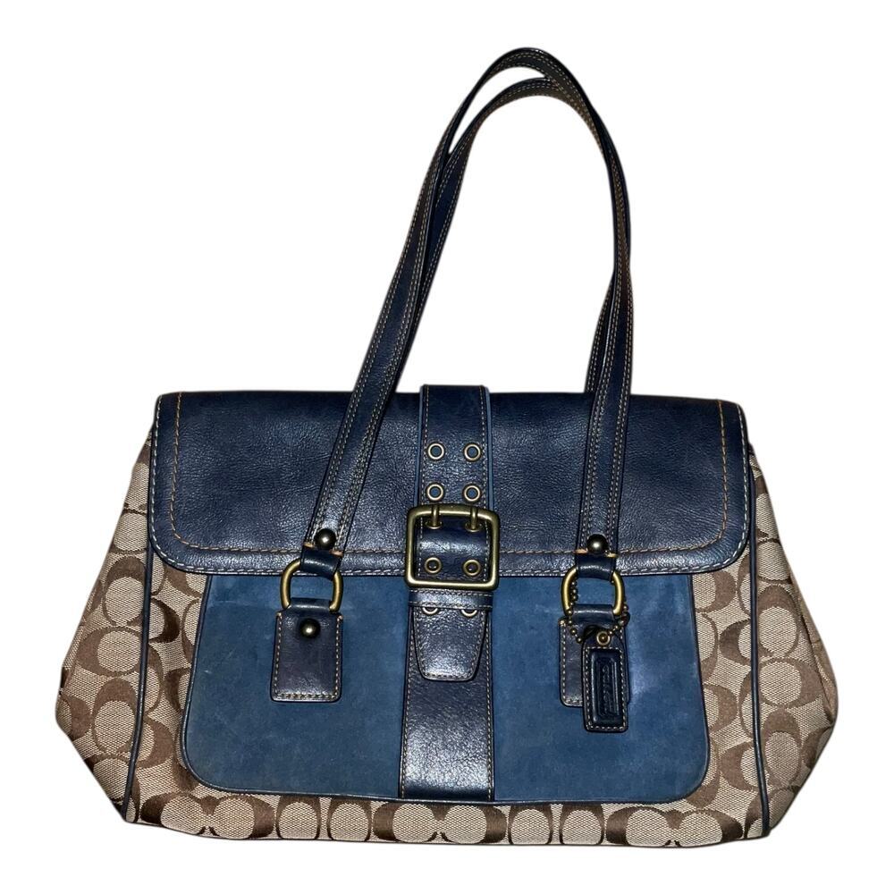Vintage Coach Special Edition Fall 2004 Signature Leather Carryall Flap Satchel - Picture 15 of 16